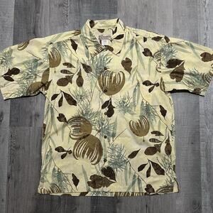 VTG Pataloha Floral Hawaiian Leaves Print Patagonia Y2K Loop Collar Shirt M